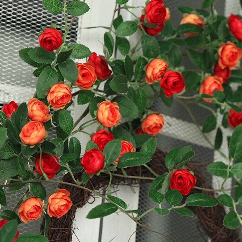 Rose Hanging with Artificial Eucalyptus Wreath, Wedding Arch Decoration, Home Garden Flower Vine W260130