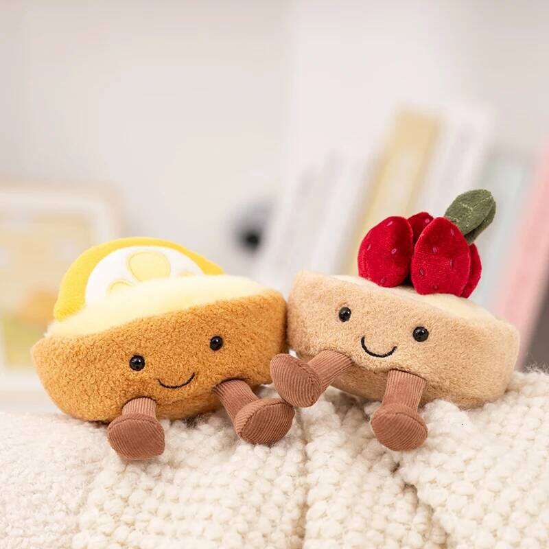 Cute Strawberry/Lemon Tart Plush Soft Stuffed Dessert Doll Kawaii Smiling Food Toy for Kids Birthday Xmas Gift Home Decor Y260128