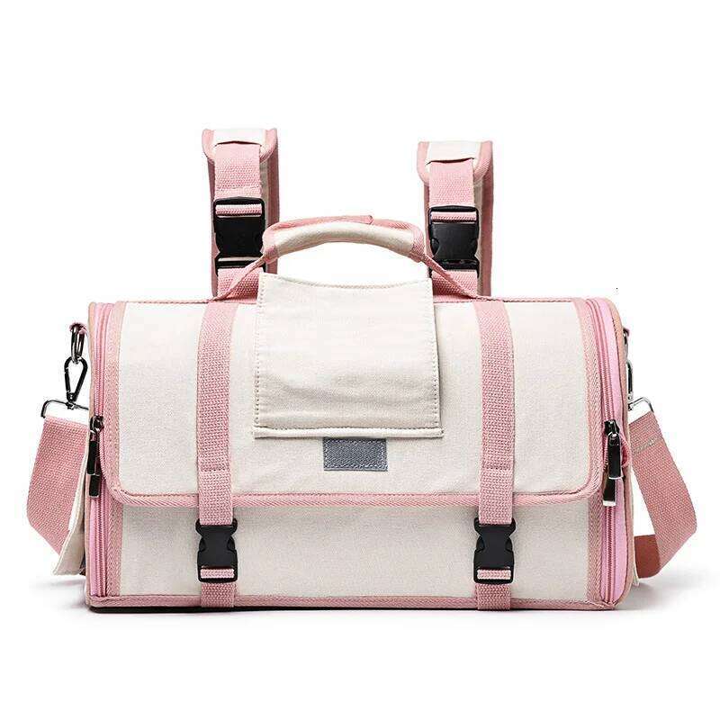Canvas Cat Carrier Backpack Space Capsule Style Horizontal Large Capacity Portable Outdoor Travel Pet Bag For Cats & Dogs