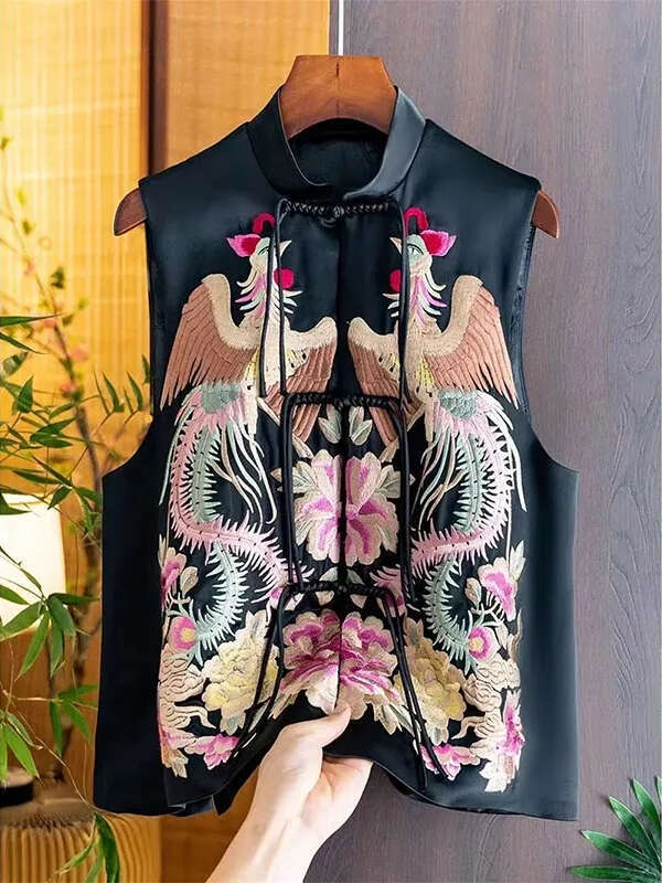 Autumn Coat High End Goods New Heavy Industry Printing National Tide Fashion Women s Vest Spring Sleeveless Jacket