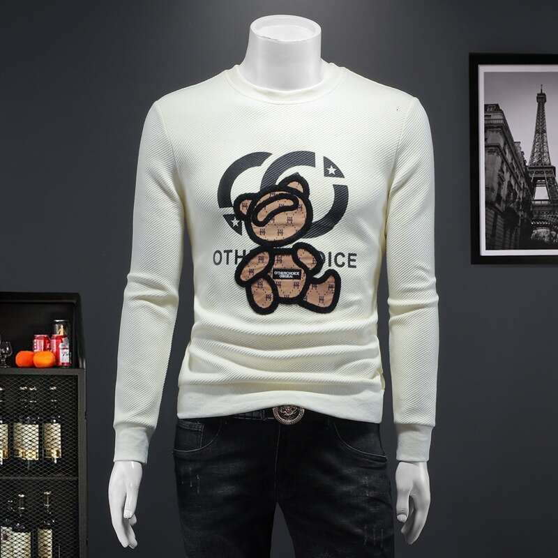 25 Autumn Winter New Casual Fashion Round Neck Pullover Embroidered Base Shirt Youth Men's Sweatshirt