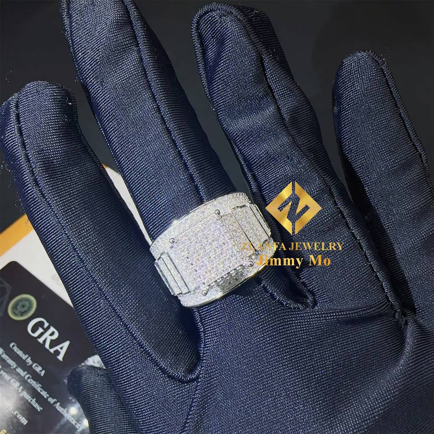 Ready to Ship GRA Certificates Low Price Classic Hip Hop Fire Jewelry Iced Out VVS1 Moissanite Shining Diamond Man Ring
