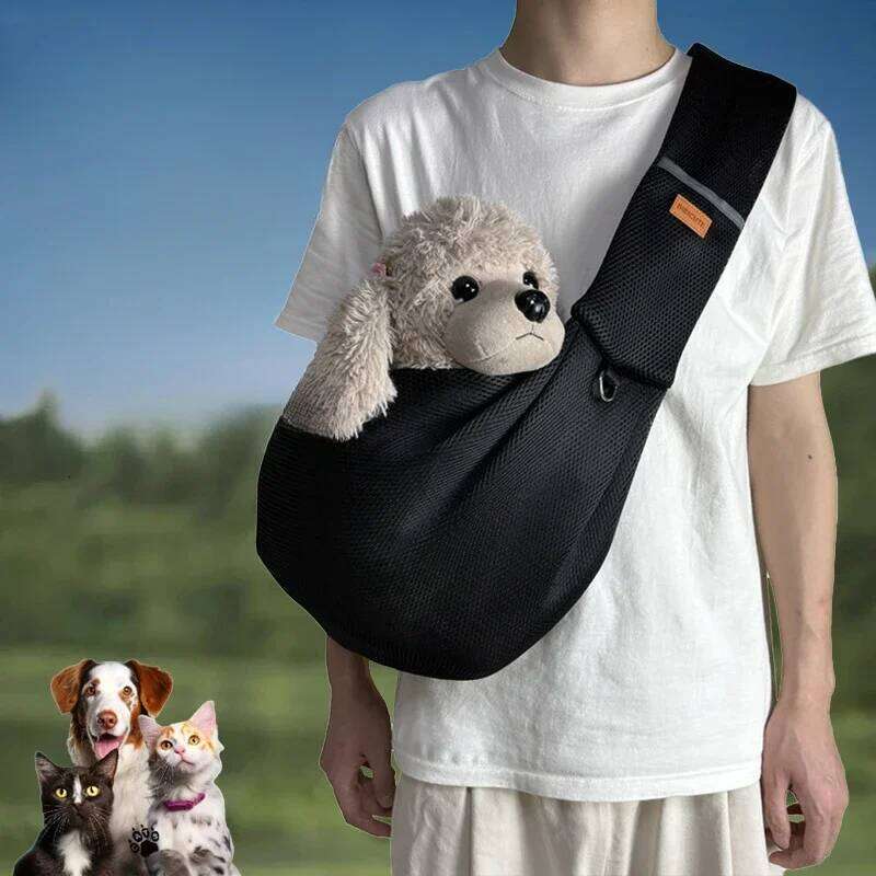 Pet Crossbody Shoulder Mesh Polyester Breathable Dog Outdoor Travel Portable Cat Puppy Sling Bag Tote Carrying Supplies 26H0130
