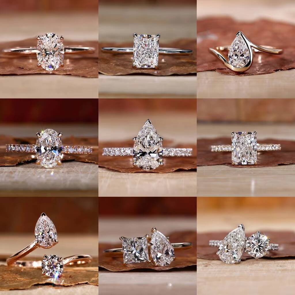 IGI Certified Engagement Ring Jewelry 2CT D VS1 14k Solid Gold Oval Cut Lab Grown Diamond Ring 3 Sided Pave