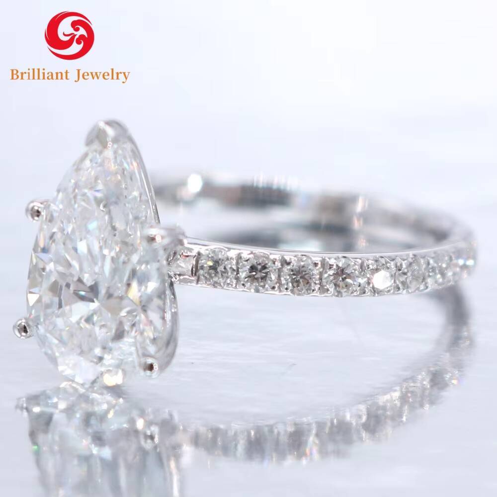 Custom GRA Certified 14k 18k Gold Pear Cut D VVS1 Moissanite Engagement Wedding Ring Mossanite Rings Women Anniversary Gift