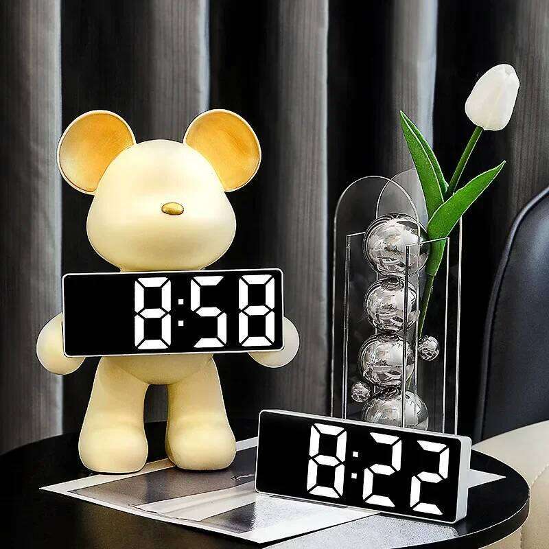 Smart Digital Bear Bedside Watch Decoration and Table Accessories Kawaii Room Decor Holiday Gifts W260130