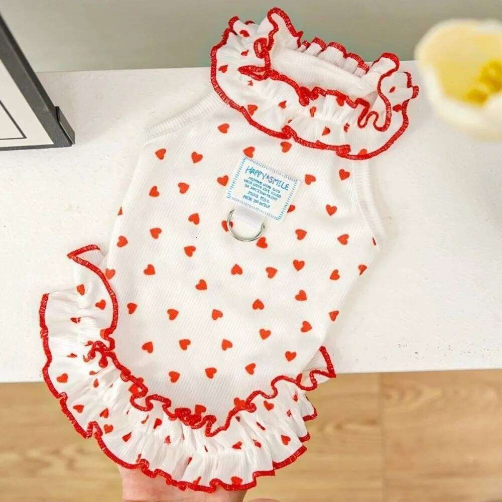 Summer Cooling Dress Love Heart Print Thin Material Pet Skirt Simple Design Tank Top Style Puppy Costume H260129
