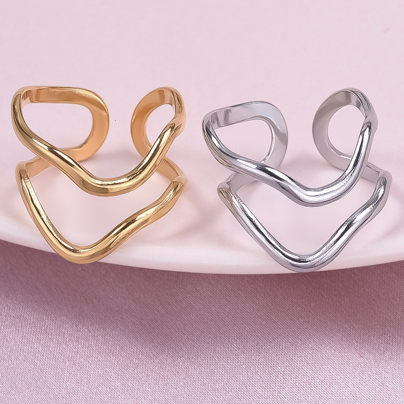 Fashion New Hydraulic Open Double Layer Water Ripple Ring from Europe, America, Japan, and Korea, Direct Manufacturer, Bulk Pricing