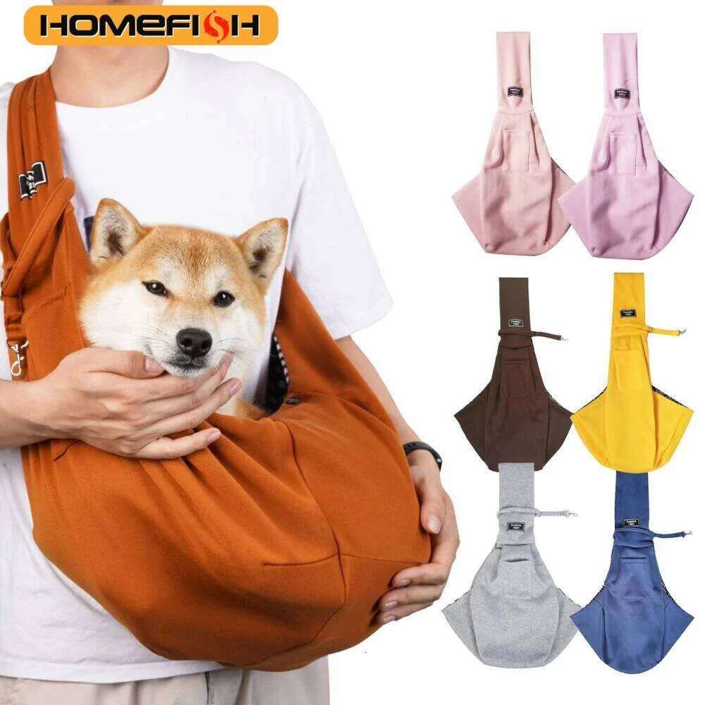 Adjustable Dog Sling with Pocket Breathable Small Animals Carrier Crossbody Shoulder Pet Outdoor Travel Portable Bag 26H0130