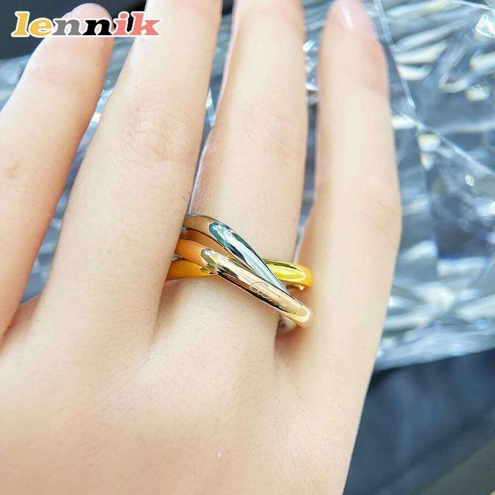 Lennik Stylish 2025 New Square 3-Color 3-Ring Ladies' Ring, Full High-End Feelings, A Choice of Fashion Jewelry. XJ260130