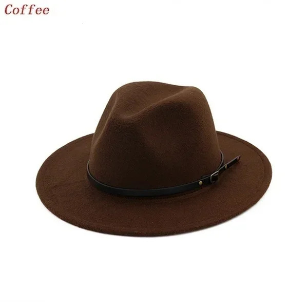 Men Women Vintage Wide Brim Hat Church Party Ladies Felt Jazz Cap Cowboy Party Hat Jazz Hat 260120