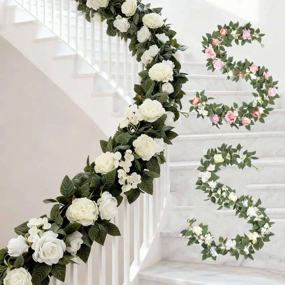 NEW Multicolor Artificial Flower Vine Silk DIY Hanging Garland Rose Pink Plant Wall Home Decoration Y260130