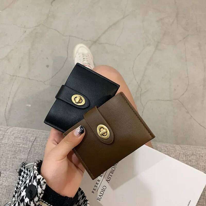 Women's Short Black Brown Minimalist Versatile Compact Card Bags Coin Purse Money Wallet Monedero Mujer Billetera Z260130
