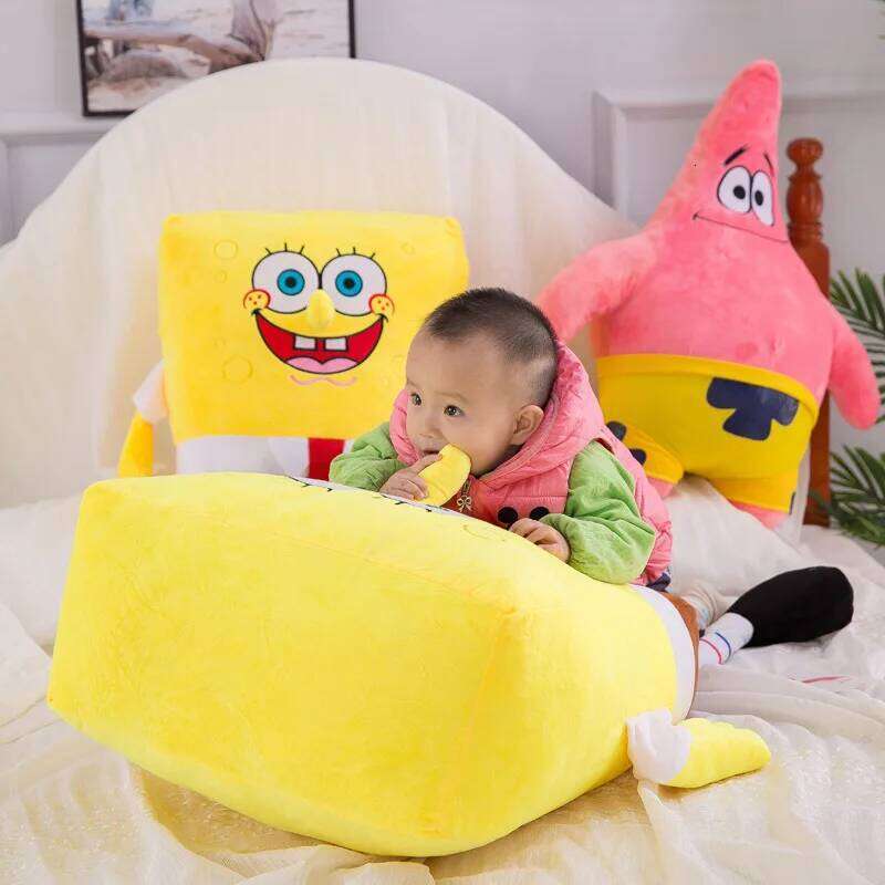 2pcs/lot 35cm Cute SpongeBob Patrick Star Plush Toy Very Soft Hug Pillow Stuffed Cartoon Anime Plushies Kawaii Doll Xmas Gifts Y260128