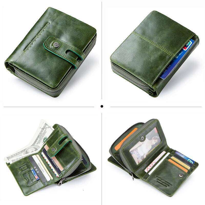 Contact's Wallet Zipper Genuine Leather Short Wallets Quality Coin Women Hasp Button Purse With s Holder Z260130