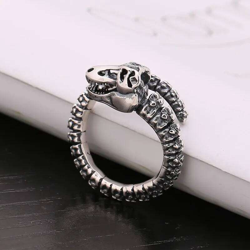 Buyee 925 Sterling Silver Dinosaur Bone Bold Large Statement Ring for Men Women Unique Fine Fashion Jewelry Gift XJ260130