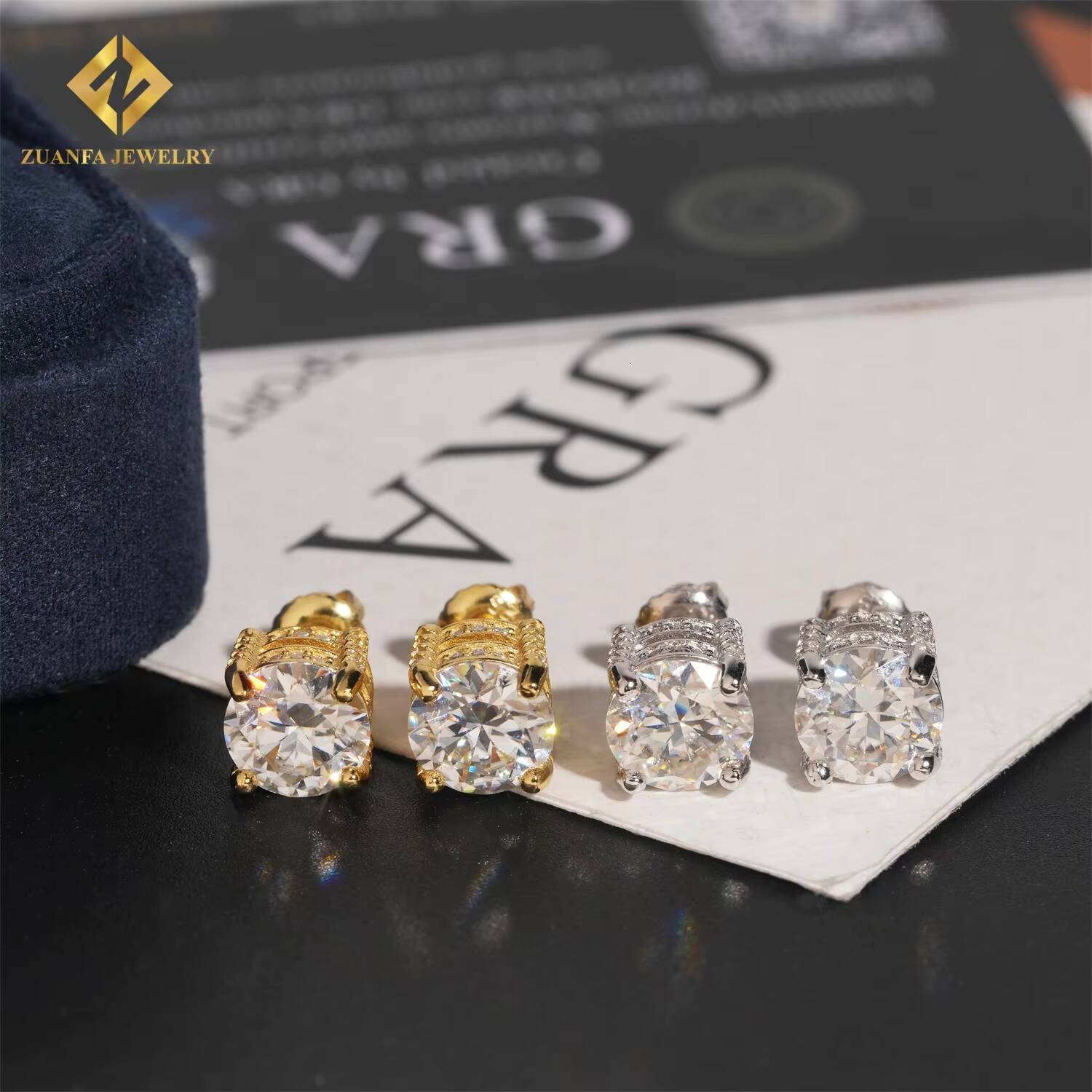 2Ct Round Brillianit Cut Screw Back Hip Hop Earring 925 Sterling Silver VVS Moissanite Iced Out Stud Earrings ReaDY Shipping