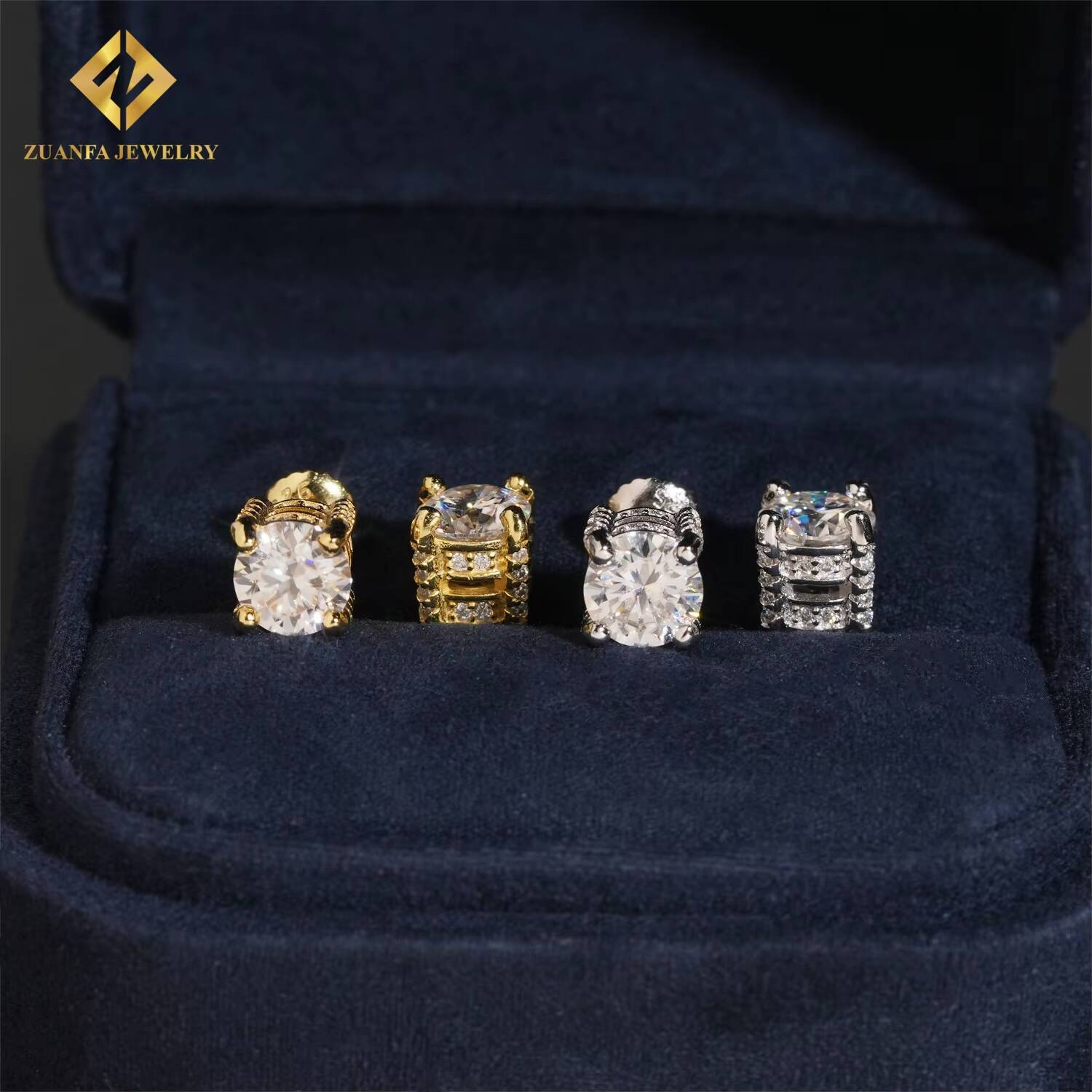 Ready to Ship 925 Silver 65mm VVS Moissanite 4 Prong Hip Hop Jewelry Earrings Iced Out Diamond Screw Back Ear Studs Men Women