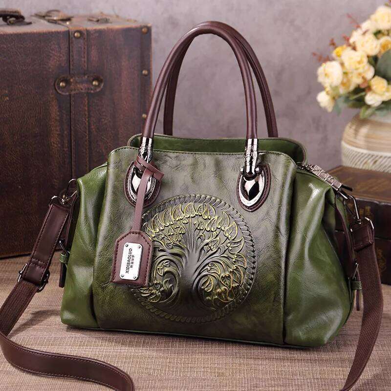 Faux Leather Boston For Woman Classic Hand Bag Ladies Vintage Luxury Designer Bags Women Handbag Brown Red Green Retro KABAHEBINGJUE