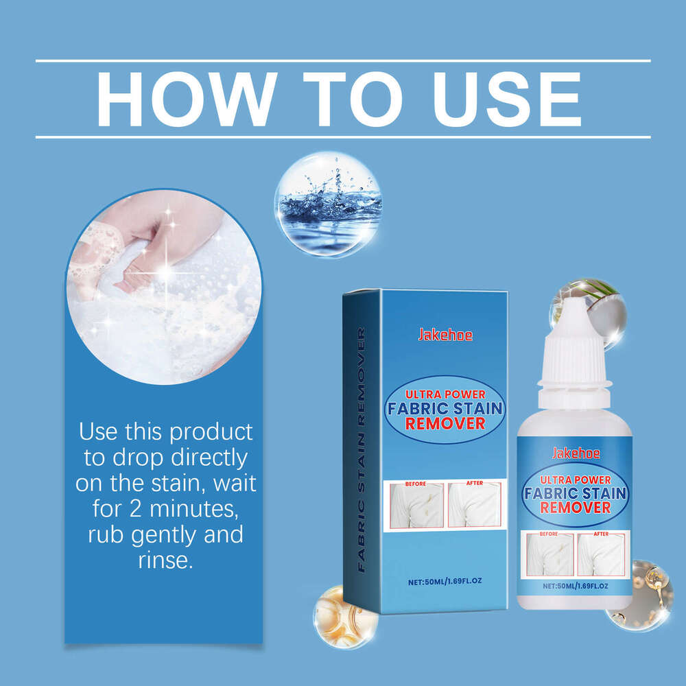 JAKEHOE All-in-One Fabric Stain Remover Gentle Cleaning for Clothes Removes Oil and Stubborn Stains S260130
