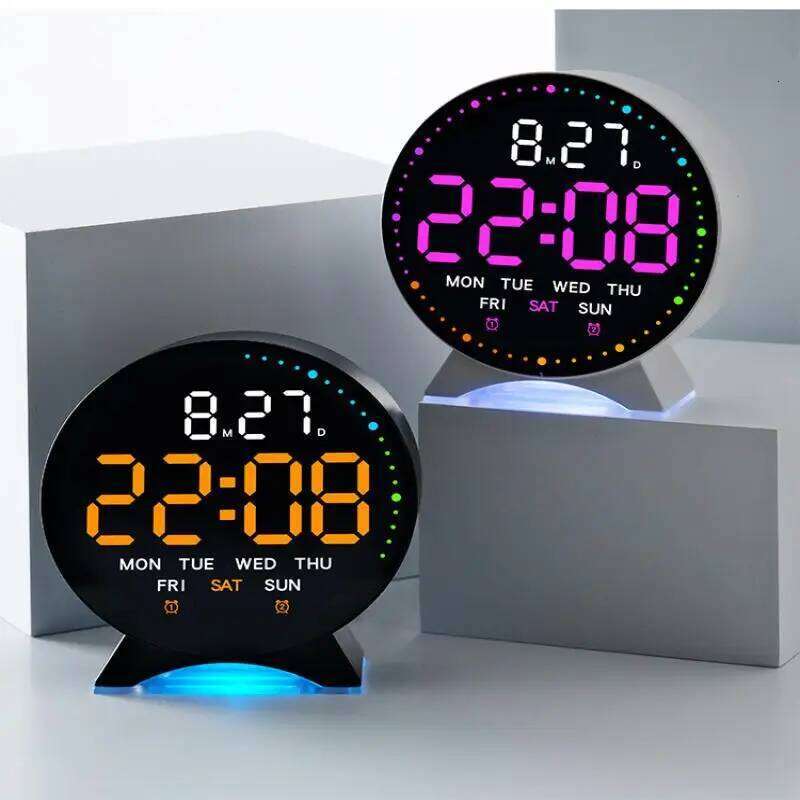Personalized Jmping Seconds Display Electronic LED Alarm Desktop Ambient Light Decor USB Table Clock With Auto Dimmming W260130