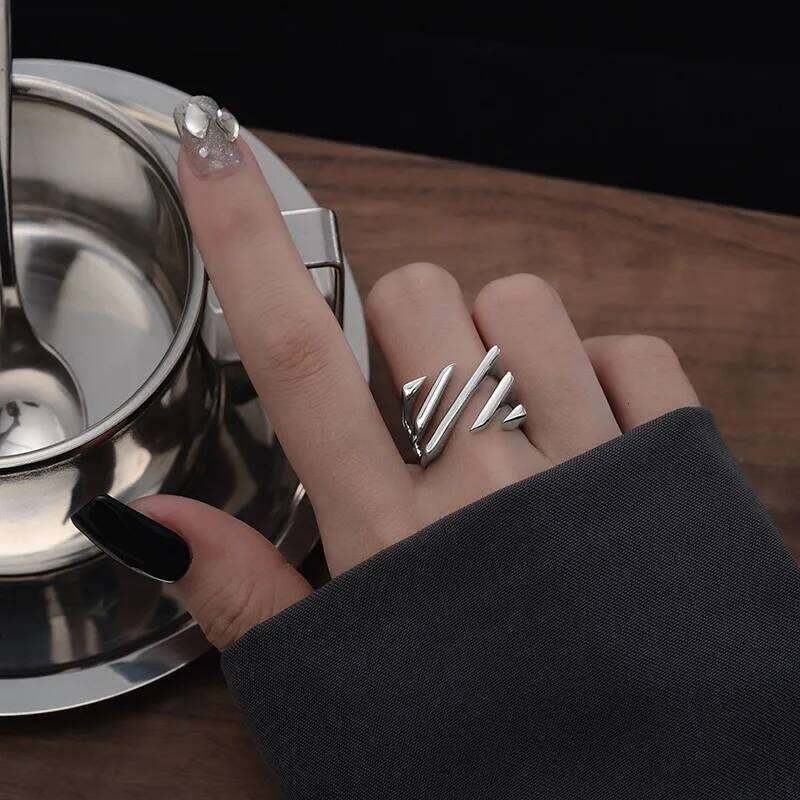 925 Silver Open Finger Ring Punk Lines Geometric Openwork Simple Stackable For Women Girl Jewelry Gift Dropship Wholesale XJ260130