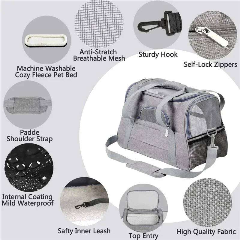 Portable Travel Mesh Dog Carrier Bag with Thick Cotton Cushion Pet Aviation Backpack Anti-suffocation Outdoor 26H0130