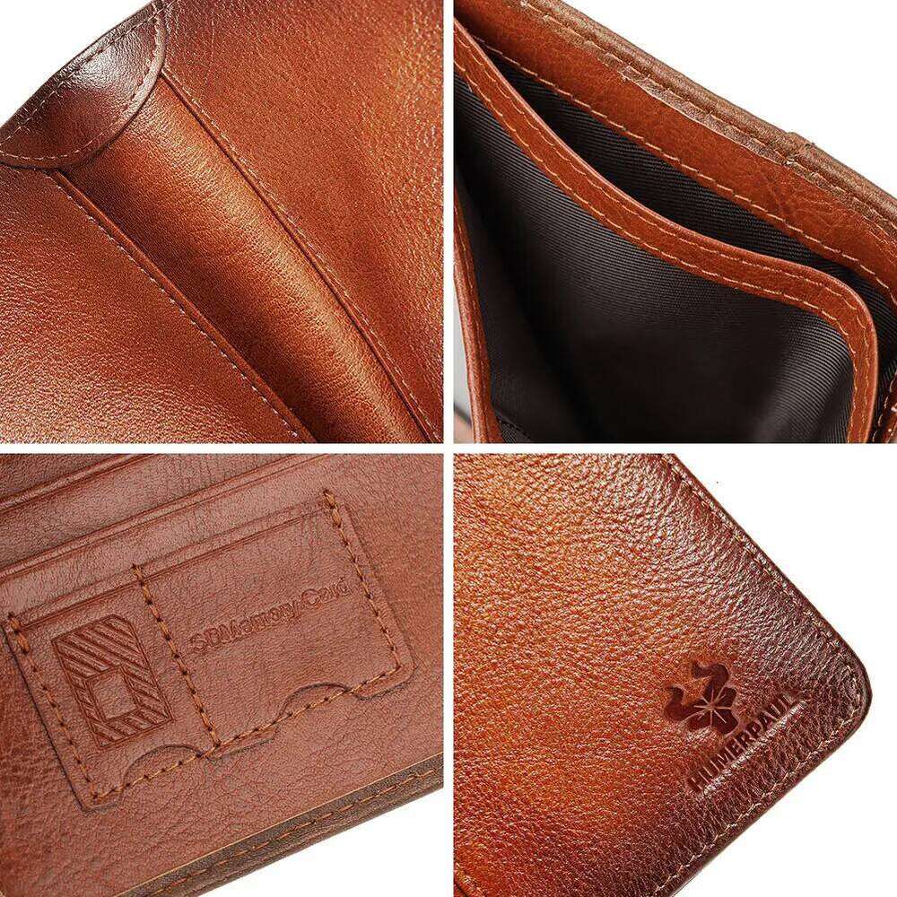 HUMERPAUL Slim Soft Real Leather Wallet for Men RFID Blocking Bifold Multi-card Card Holder ID Purse Male Thin Front Pocket Z260130