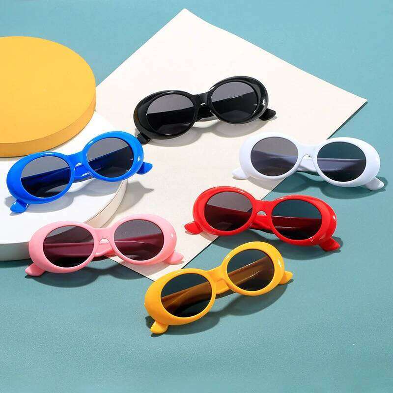 street trends, personalized Children's fashion photos, white sunglasses for boys and girls, small oval sunglasses, UV resistant H260130
