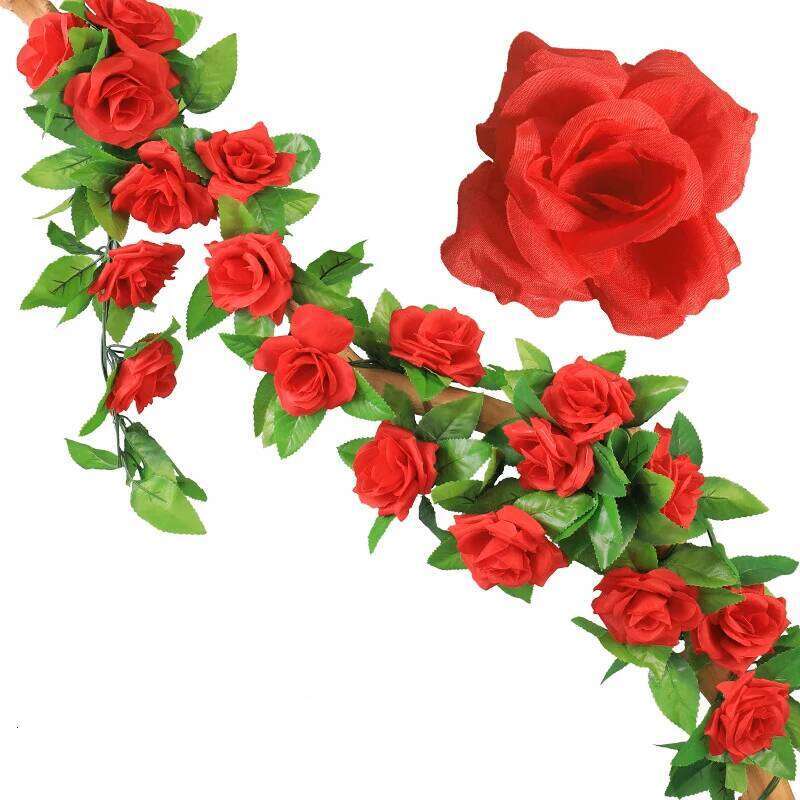 2.4m Rose Artificial Flower Vine For White Pink Home Room Artificials Garland Flowers Wedding Party Decoration Y260130