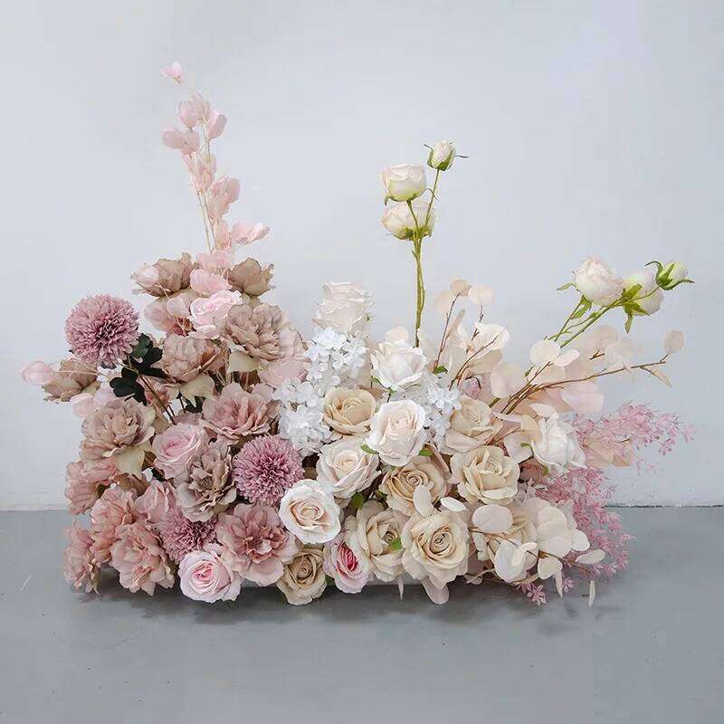 Customized Pink Series Rose Hydrangea Floral Arrangement for Event Backdrop KT Board Decor Wedding Pary Supplies Flower Runner Y260130