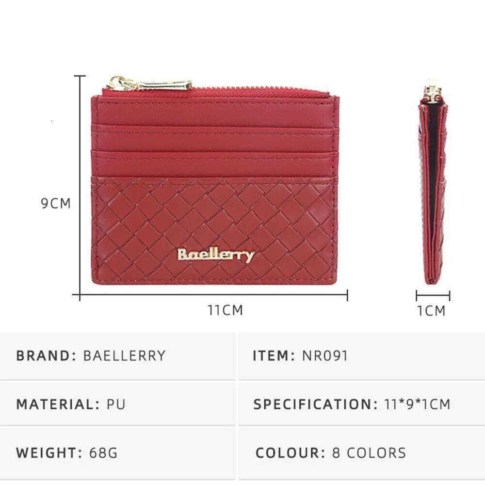 Baellerry Mini Women Wallets Slim Zipper Weave PU Leather Top Quality Fashion Female Purse Card Holder Wallet Z260130