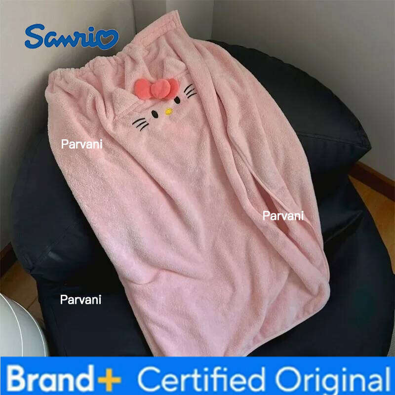 Sanrio Cartoon Hello kitty anime dry hair hat cute skirt bath coral fluff towel water absorption artifact household kawaii H260130