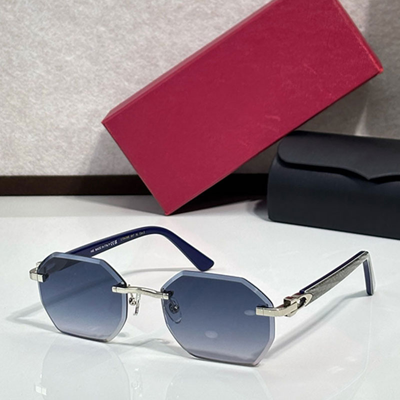 Mens Elongated C Shaped Pattern Retro Square Fashion Designer Frameless Sunglasses CT0439S Outdoor Fashion Party Style
