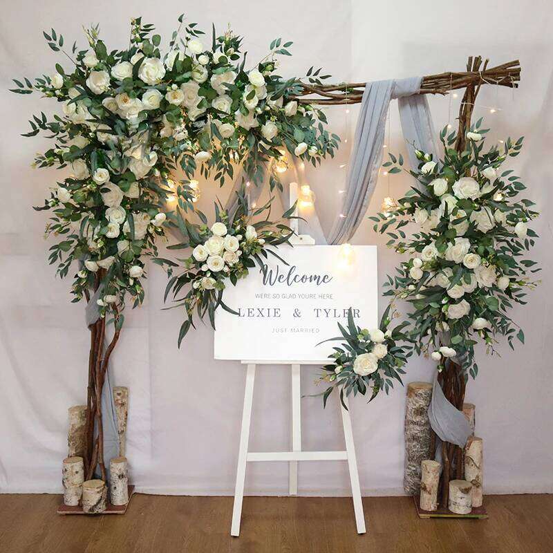 Simulation Blue Wedding Arch Decorative Floral Artificial Rose Peony Flower Row DIY Outdoor Screen Welcome Decor Hanging Flowers Y260130