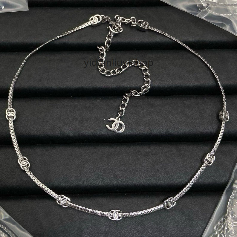 Designer Jewelry channels necklaces Double C Necklace for Women with Inlaid Diamonds Pearls cc necklace