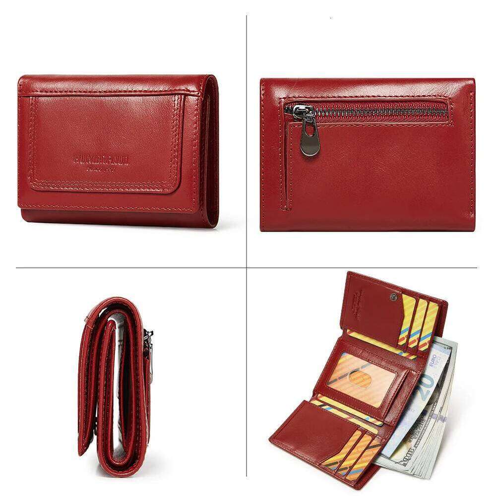 HUMERPAUL Genuine Leather Women's Wallet RFID Trifold Credit Card Holder Minimalist Slim Clutch Zipper Coin Pocket Carteira Z260130