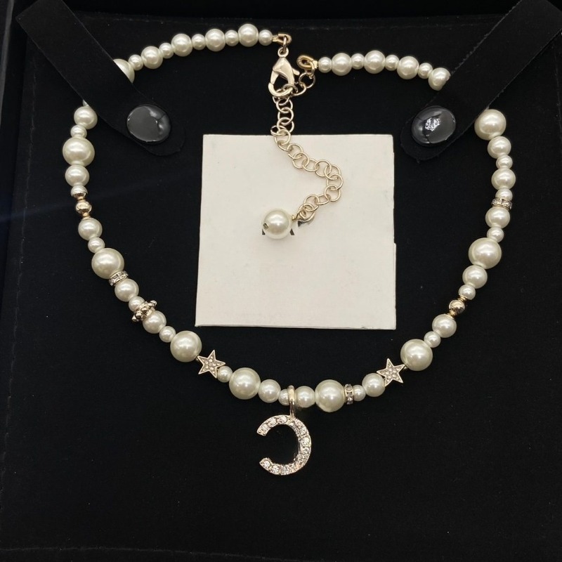 Gold Plated Crystal Necklace Pendant Copper Necklace Fashion Women Pearl Chains Necklace Choker Wedding Gifts Charm Jewelry