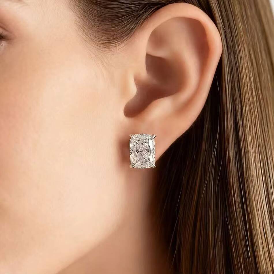 Fashion Jewelry Womens 18K Solid Gold Lab Grown Diamond Radiant Cut IGI Certified Earrings Wholesale Bulk Christmas Huacan