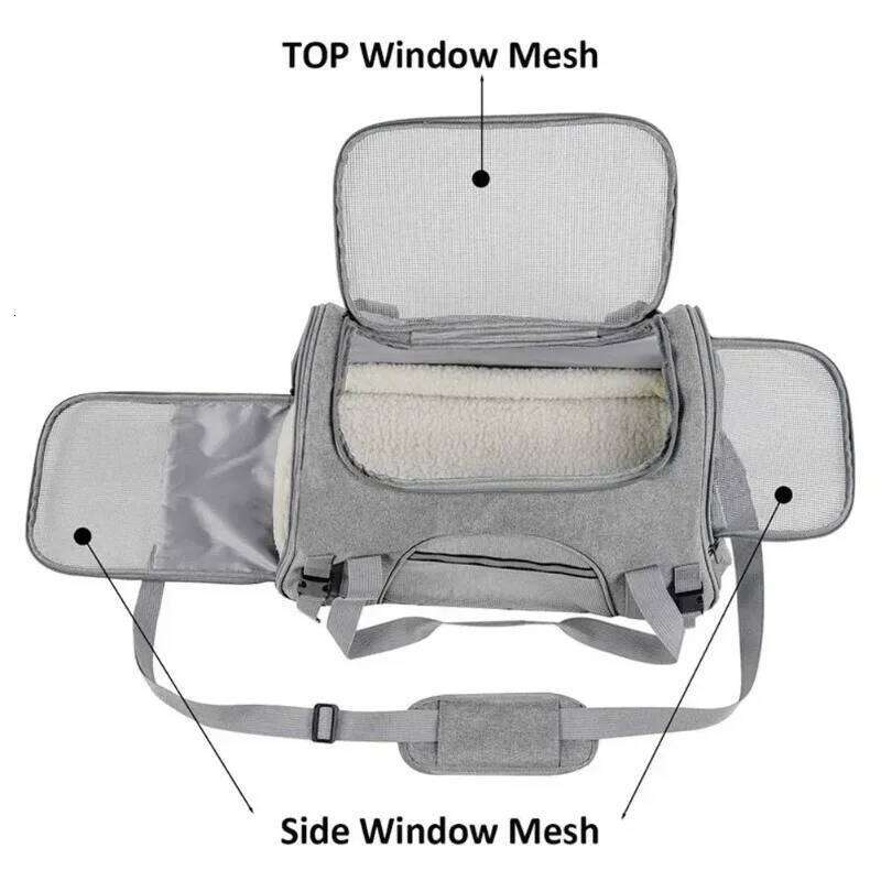 Portable Travel Mesh Dog Carrier Bag with Thick Cotton Cushion Pet Aviation Backpack Anti-suffocation Outdoor 26H0130