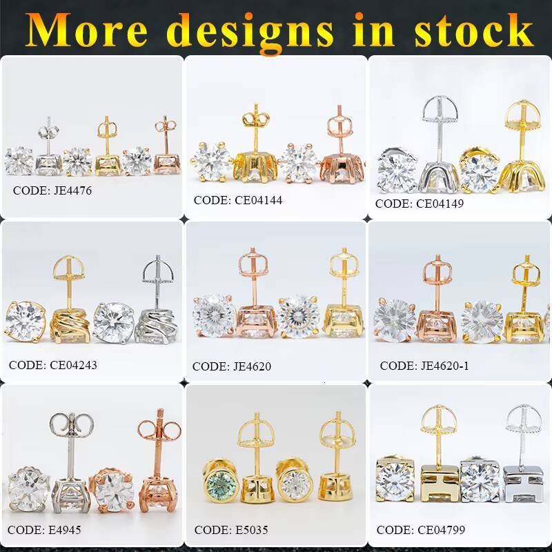 Dropshipping Factory Outlet 14K Solid Gold Lab Diamond CVD/HPHT Stud Screw Back Earrings Fine Jewelry Ready to Ship