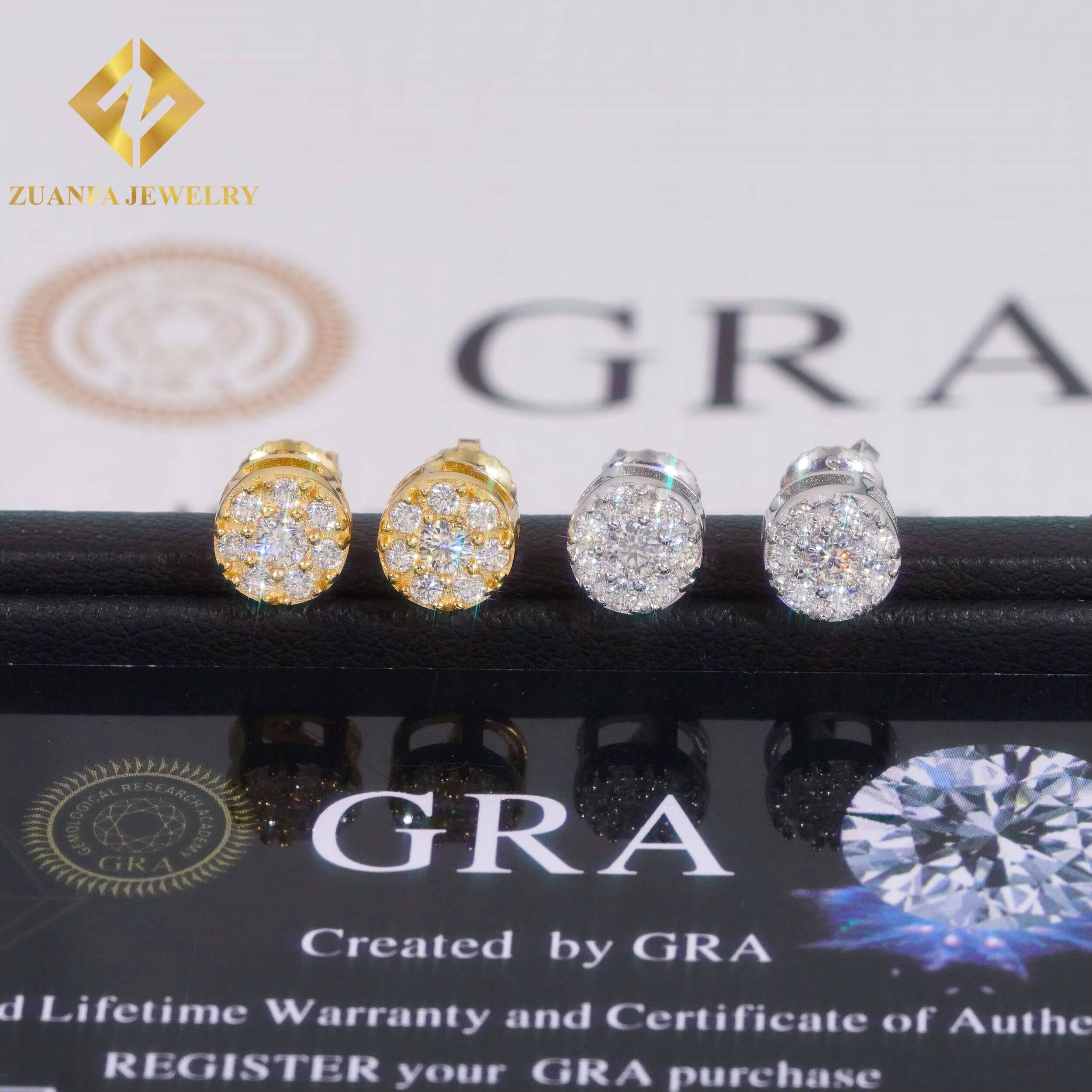 VVS Moissanite 925 Silver Stud Earring Fashion Hip Hop Diamond Jewelry 68 mm Round Shape Earring Unisex