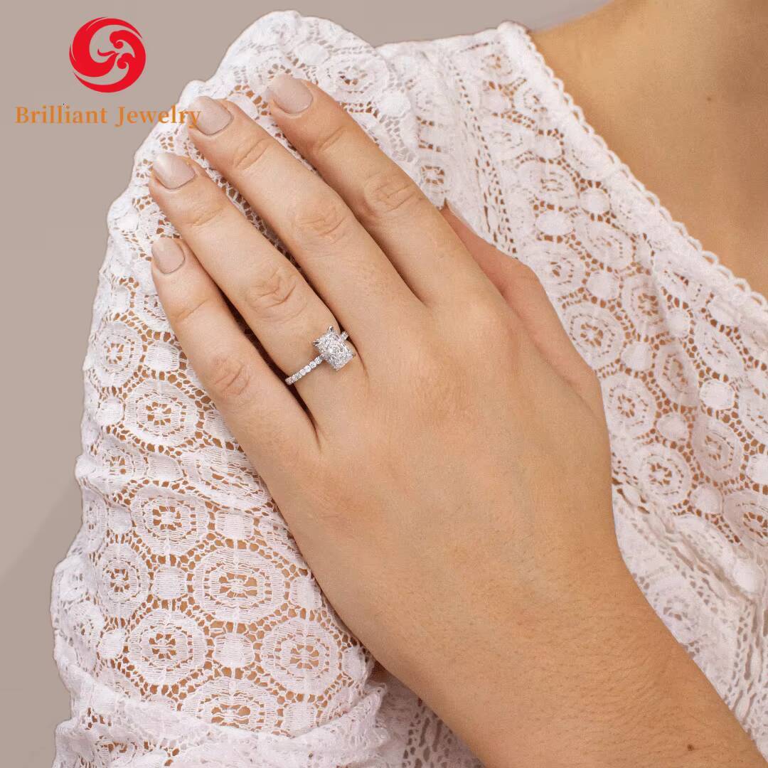 10k 14k 18k Gold Radiant Cut Pave Yellow Gold Engagement Rings 1CT 3CT 5CT GIA IGI Vvs Cvd Lab Grown Created Diamond Ring