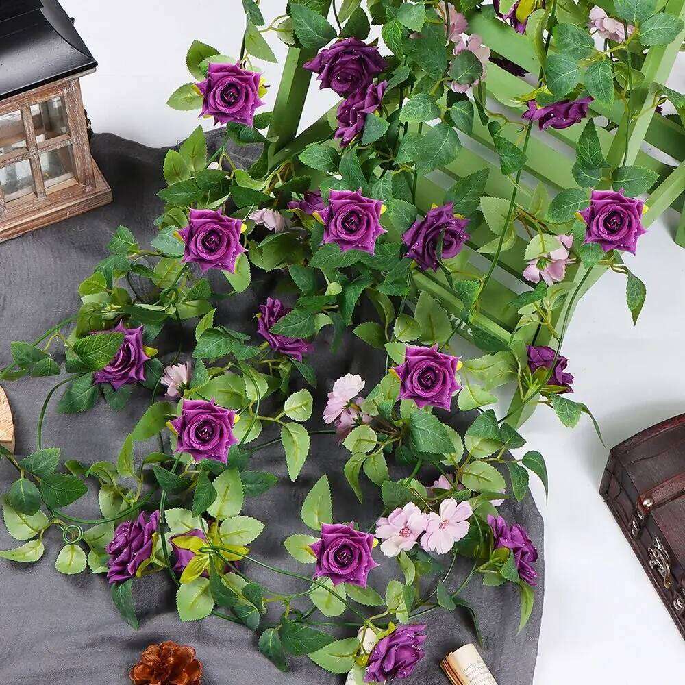 Multicolor Artificial Rose Flower Vine Silk Petal Ornament Wall Hanging Garland Photo Props DIY Accessories Y260130