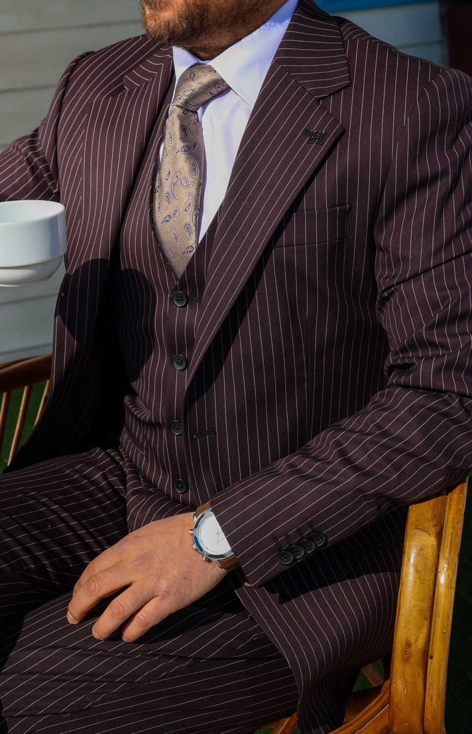 Business Wedding Tuxedos Pinstripe 2 Piece Set Jacket Pants Men Suit Handsome Double Breasted Groom Party Blazers Customized