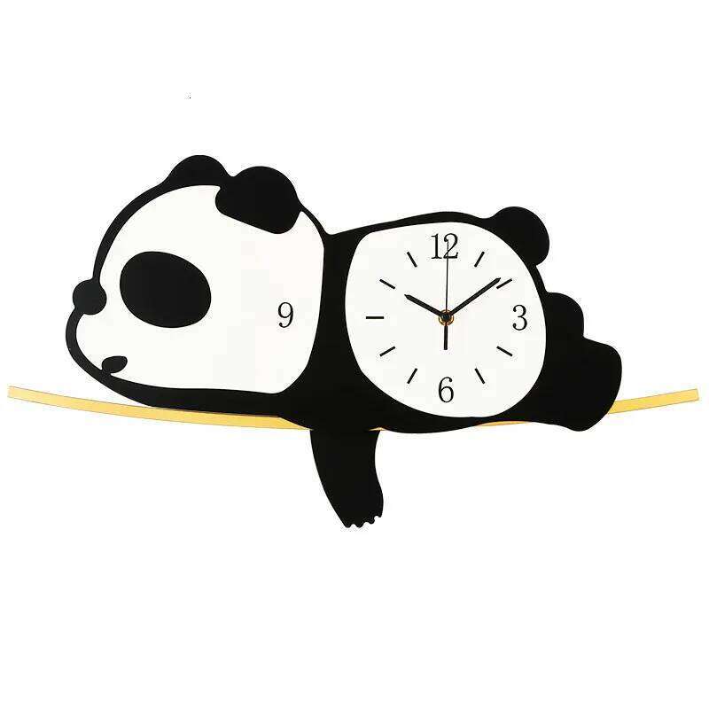 Panda living dining room background wall cartoon cute simple creative no punch clock W260130