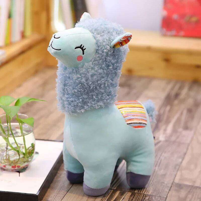 25cm Smile Alpaca Llama Plush Animals Toy Cute Stuffed Doll Household Throw Pillows Home Decoration Kids Toys Birthday Gifts Y260128