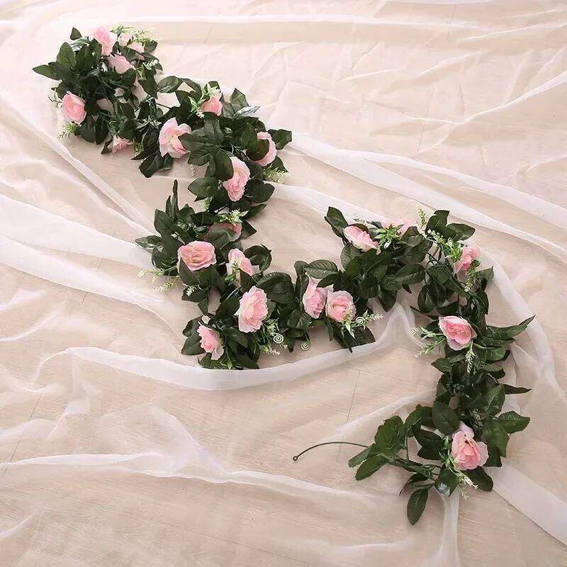 Artificial Rose Vine Hanging Flowers for Wall Christmas Rattan Fake Plants Leaves Garland Romantic Wedding Home Decoration W260130