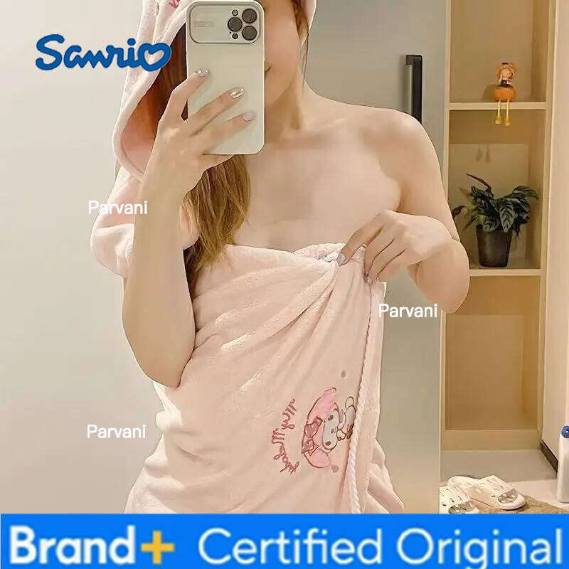 Sanrio Cute Kawai My melody towel set bath swimming home quick drying wrap embroidery pattern absorbent dry hair hat H260130