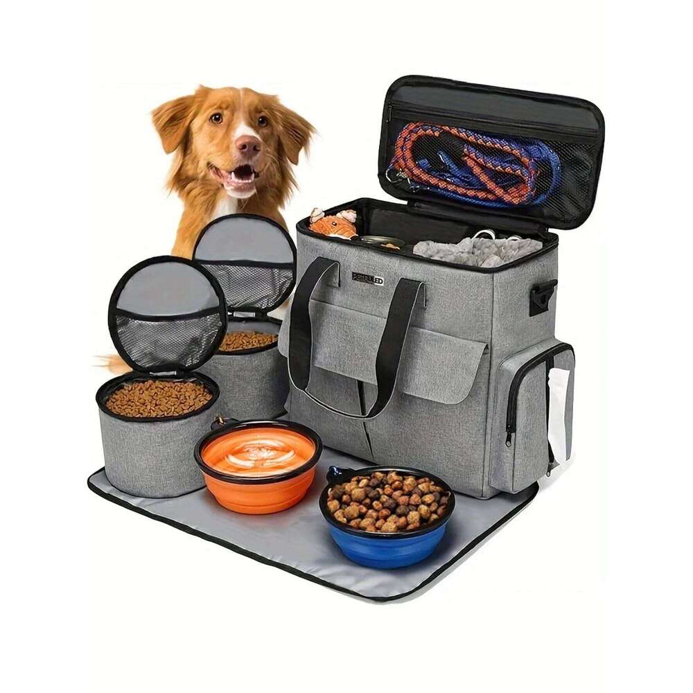 Large 6 PCS Airline Approved Dog Bag Set Weekend Pet Travel Organizer with Multi-Function Pockets for Supplies 26H0130
